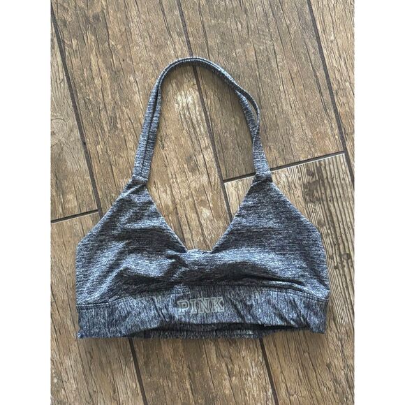 PINK Other - Victoria's Secret Pink Ultimate Sports Bra Halter Top Small S Grey Black